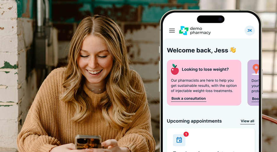 Woman using the Patient Portal app on her phone