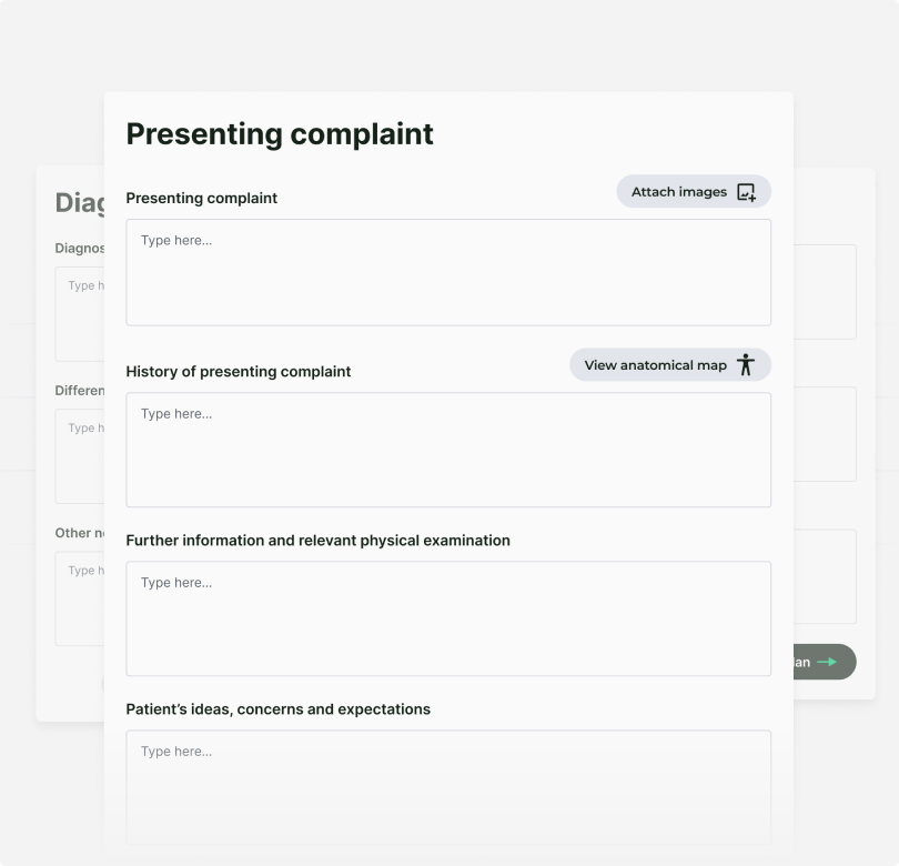 Deltera Prescribe consultation UI - presenting complaint