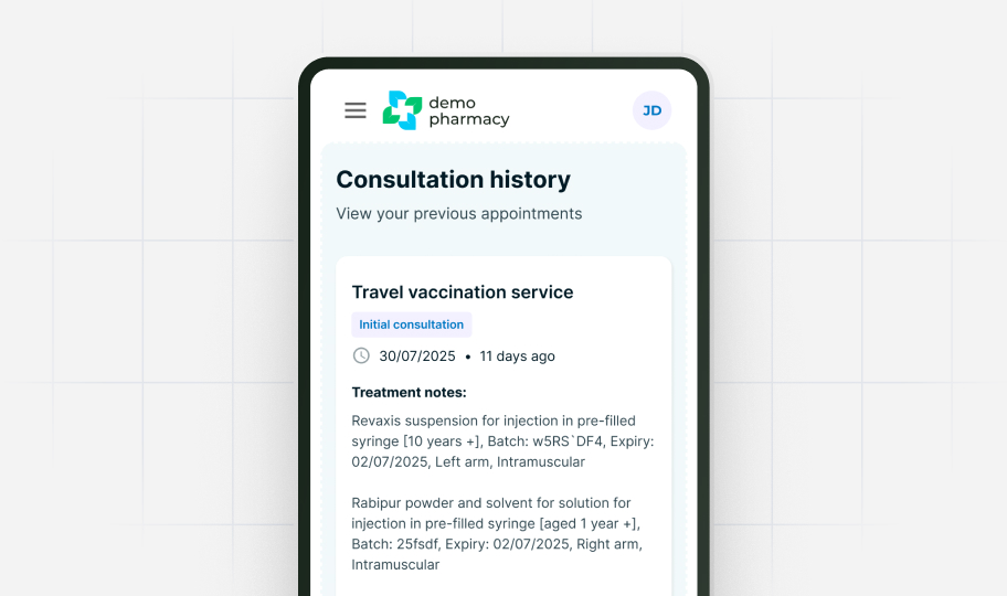 Phone with Deltera Patient Portal UI
